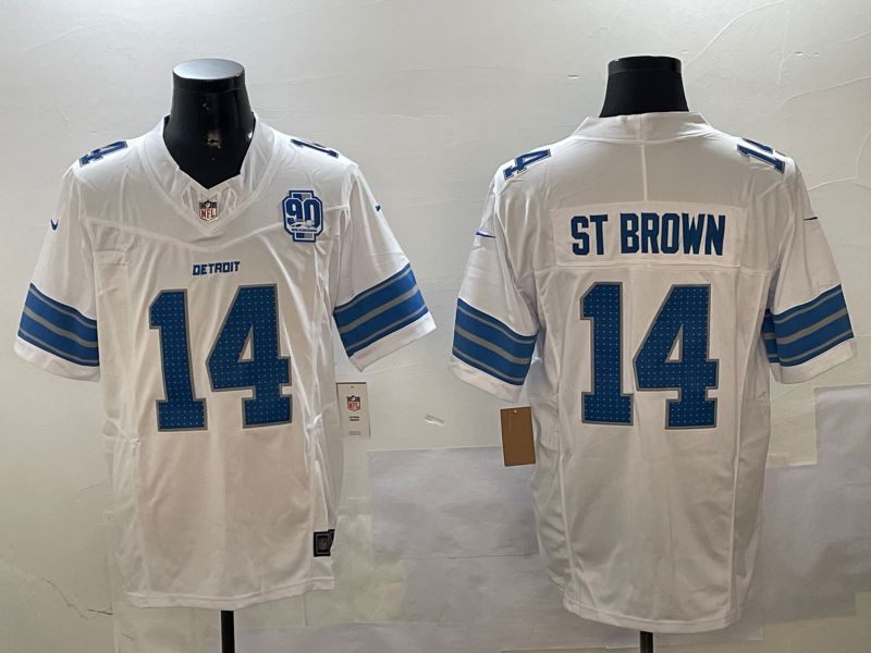 Men Detroit Lions #14 St Brown White three generations 2024 Nike Limited NFL Jersey style 3